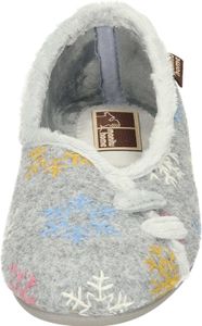 Manitu Damen Hausschuh Slipper Ballerina gepunktet Schneeflocken Stickerei, Größe:37 EU, Farbe:Mehrfarbig