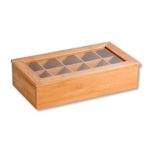 KESPER Teebox Tee-Box mit 10 Fächern gefertigt aus em Bambus, 58901