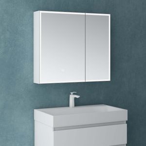 Mai & Mai Spiegelschrank Bad mit LED Beleuchtung Badezimmerschrank Hängeschrank Badezimmerspiegel BxTxH 80x15x70 cm Weiß matt Spiegelschrank-04