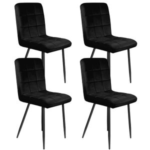 4er Set Esszimmerstühle Küchenstuhl Polsterstuhl Sitzfläche aus Samt mit Rückenlehne für Küche Esszimmer Schwarz