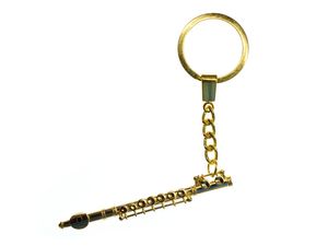 Querflöte Flöte Schlüsselanhänger Miniblings Anhänger Flötist vergoldet + Box
