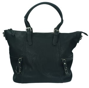 Damen Handtasche PARIS 1 Henkeltasche Umhängetasche mit Reißverschluss  Farbe: schwarz