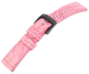 TW Steel Echt Leder Armband, 22 mm, rosafarben, schwarze Schließe