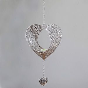 Deko Hänger Herz 'Prado' mit Teelichthalter, 22 cm, silber