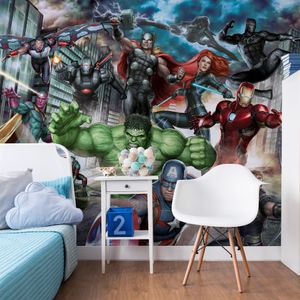 Fototapete Kinder Vlies Tapete Disney Marvel Avengers Assemble 280x300 cm (6 Bahnen von 50cm) Wanddekoration Wandtapete Wohnzimmer Schlafzimmer Kinderzimmer Superhelden Mehrfarbig