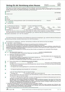 RNK Verlag 545 Vertrag zur Vermietung eines Hauses, 4 Seiten, gefalzt auf DIN A4 + Hausordnung
