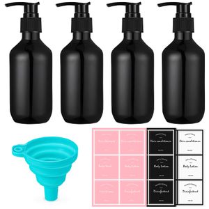 4 Stück Nachfüllbare Leere Shampooflaschen, 300 ml Seifenspender Flaschen für Flüssigseife Shampoo Conditioner Duschgel Kunststoffpresse Spender
