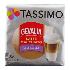 Tassimo Gevalia Latte Macchiato Less Sweet, Weniger Süß, Gemahlener Röstkaffee, Kaffeekapsel, 16 T-discs / 8 Portionen