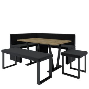 Eckbank AKIKO METAL mit Tisch und Bänken 168x128 rechts - Eckbankgruppe für Ihrem Esszimmer, Küche modern, Sitzecke, Essecke. Perfekt für Küche, Büro und Rezeption