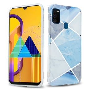 Cadorabo Case for Huawei P20 LITE Blue White Grey Marble No.2 Silicone TPU Mobile Phone Case with Mosaic Silicone Pattern Protective Cover Ultra Slim Back Cover Case Bumper