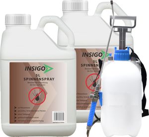 INSIGO 2x5L + 5L Sprüher Anti Spinnenspray Spinnenmittel Spinnenabwehr gegen Spinnen-Bekämpfung Spinnen vertreiben Schutz Zecken Ungeziefer