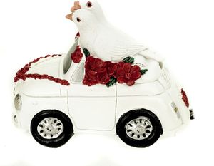 Spardose Hochzeitauto mit Tauben 16 cm Polyresin Sparschwein Hochzeit Hochzeitspaar
