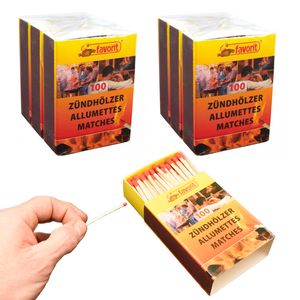 jameitop® 6 x 100er Packungen - 600 Streichhölzer 5,5cm Favorit für Grill/Kerzen/Kamin Streichholzschachteln