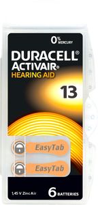 Duracell ActivAir 13 - Zink-Luft Hörgeräte Knopfzelle - 6er Pack