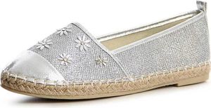 topschuhe24 1191 Damen Slipper Loafer Ballerina Espadrilles , Farbe:Silver, Größe:36 EU