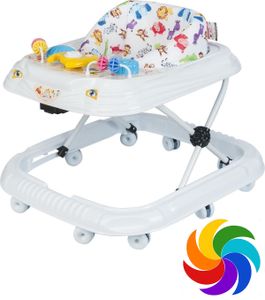 Lauflernhilfe Baby Walker Lauflernwagen Gehfrei Kindersitz Höhenverstellbar mit Spielzeug Funktionen Lenkrad und Hupe Weiß