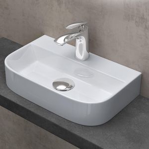 doporro Waschbecken  Gäste-WC weiß Aufsatzwaschbecken Hängewaschbecken Keramik 380x235x80mm glänzend Handwaschbecken Waschschale Waschtisch Brüssel003