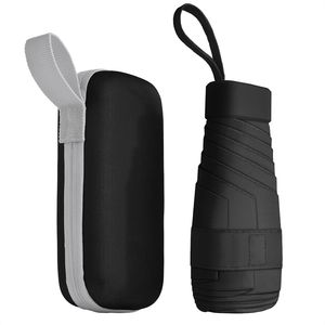 Regenschirm, Mini Regenschirm, Taschenschirme, Kompakter Regenschirm Mini Faltbarer Reise Regenschirm Klein Mit Etui, Uv-Regenschirm (Schwarz)