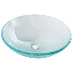 Waschschale Handwaschtisch Glas transparent blau 42 cm x 42 cm ICE rund