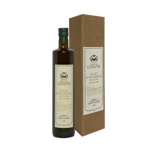 Oleum Comitis - Extra panenský olivový olej 100% taliansky - rustikálna darčeková krabička s 750 ml fľašou