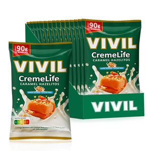 VIVIL Creme Life Caramel Hazelitos Sahnebonbons ohne Zucker | 15 Beutel x 90g