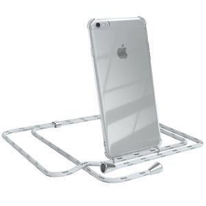 EAZY CASE Handykette kompatibel mit Apple iPhone 6 / 6S Plus Kette, Handyhülle mit Umhängeband, Handykordel, Schutzhülle, Kette, Silikonhülle, Silikon Cover, Weiß / Silber