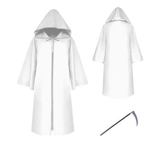Halloweenská pláštenka s kapucňou, pre dospelých a deti, k dispozícii v rôznych farbách, biela, xl