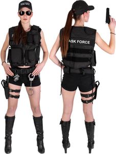 Black Snake® Damen Kostüm SWAT POLICE FBI SECURITY TASK FORCE DEA NYPD SHERIFF | Einsatzweste, Gürtel, Beinholster, Cap, Handschellen - TASK FORCE - XS/S