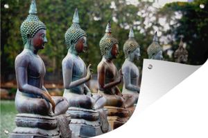 Gartenposter - Mehrere Buddha-Statuen in einer Reihe im alten Ceylon - 120x80 cm