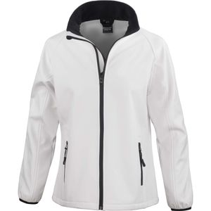 Result Damen Softshell Jacke Sport Freizeit Kragen Übergangsjacke Zip, Größe:L (14), Farbe:White/Black