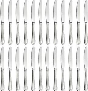 Tafelmesser 24 Stück, Edelstahl MesserSet，8.8inch (22.6 cm) Messer Set/Buttermesser/Besteck Messer mit Perlenrand, Geeignet für Haushalte/das Esszimmer, Hochglanzpoliert & Spülmaschinenfest