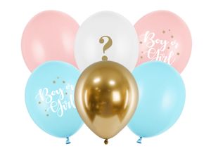 6 Ballons Boy or Girl Gender Reveal Party Baby