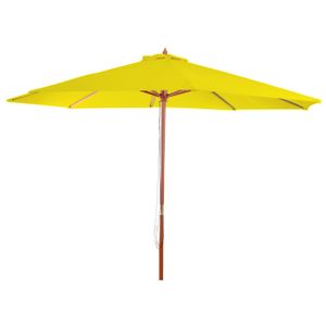 Sonnenschirm Florida, Gartenschirm Marktschirm, Ø 3,5m Polyester/Holz 7kg  gelb