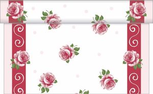 Sovie HOME Tischläufer Rosita in Bordeaux aus Linclass® Airlaid 40 cm x 4,80 m, 1 Stück - Floral Rosen