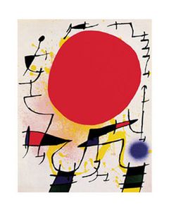Miró, Joan Miro, Le soleil rouge Gemälde Druck Grösse 40x50 Kunstdruck Artprint
