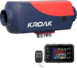 KROAK Air Diesel Heater 12V 5KW Air Diesel Parking Heater Ohřívač vzduchu 0,16-0,52L/H Diesel Heater s LCD displejem a dálkovým ovládáním, červený