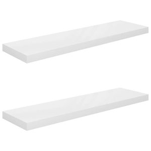 vidaXL Schweberegale 2 Stk. Hochglanz-Weiß 90x23,5x3,8 cm MDF