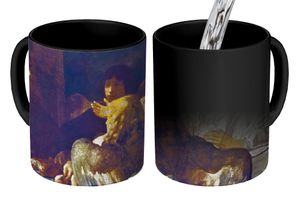 MuchoWow® Magický hrnček Magický hrnček Magický Abrahám a anjeli - Rembrandt van Rijn 350 ml hrnček na zmenu farby nápad na darček - magický hrnček - fotohrnček - keramické hrnčeky - obrázky - hrnček na kávu -