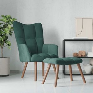 vidaXL Relaxsessel mit Hocker Dunkelgrün Samt vidaXL Relaxsessel mit Hocker Dunkelgrün Samt
