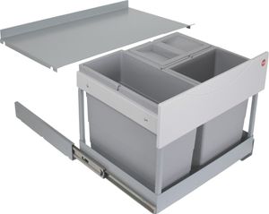Hailo 3644831 - AS Raumspar Tandem S plus - 12L/8L/8L/Deckel - Ausfahrautomatik Abfallsammler Mülleimer