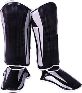 Endless Martial Arts Schienbeinschützer | Schwarz, Größe L| Material: Kunstleder | Verstellbare Thai-Beinschützer mit Ristschutz für Kickboxen / MMA