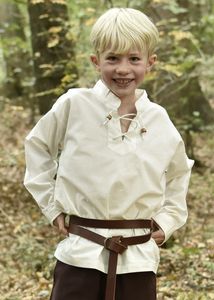 Kinder Mittelalter-Hemd Colin, natur - Ritterhemd Mittelalterhemd Wikinger Kostüm Verkleidung Größe: 110