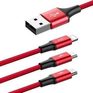 Kábel USB, HOPE R, s Micro-USB, USB-C, Lightning, 3A, 1,2 m, červený Kábel USB, HOPE R, s Micro-USB, USB-C, Lightning, 3A, 1,2 m, červený