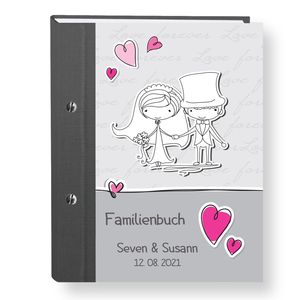 Stammbuch der Familie Commical fuchsia personalisierte Stammbücher A5 Familienstammbuch Hochzeit Trauung Stammbaum
