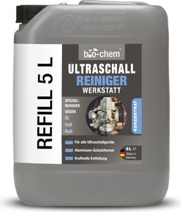 bio-chem Ultraschallreiniger Konzentrat Werkstatt 5L - Effektive Flüssigkeit für die Reinigung von Vergaser & Bauteilen im Ultraschallgerät oder Ultraschallbad - Für Aluminium & Metall geeignet