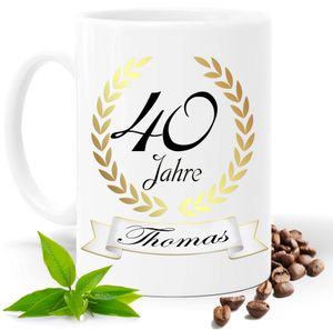 Geburtstagsgeschenk, Geburtstagstasse Weiss für Männer & Frauen personalisiert mit Namen und Wunschzahl| Kaffee- Tee- Fototasse| Geschenkidee |Spülmaschinenfest