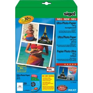 SIGEL IP675 Inkjet Fotopapier Ultra, hochglänzend, 190 g/m², A4, 20 Blatt