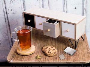 Gusta Luxus-Teebox aus Holz – Teebox – Tee-Aufbewahrungsbox – Aufsatz-Organizer – Küchen-Organizer – Geschenk für die Frau