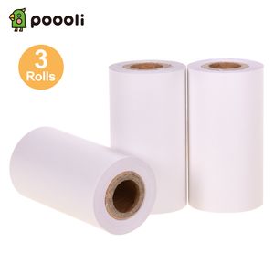 Poooli White Blank Klebriges Thermopapier Langlebige 10-jährige Papierrolle BPA-frei 57 * 30 mm (2,17 * 1,18 Zoll) 3 Rollen Kompatibel mit Poooli-Thermodrucker