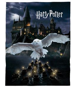 Harry Potter Eule Hedwig Polar-Fleecedecke 150x200cm schwarz